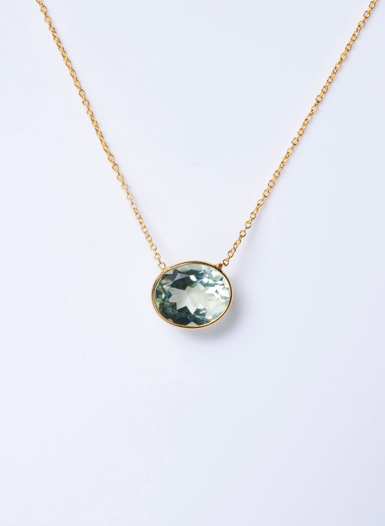 グリーンアメジスト(gold)：oval flower necklace – ödül