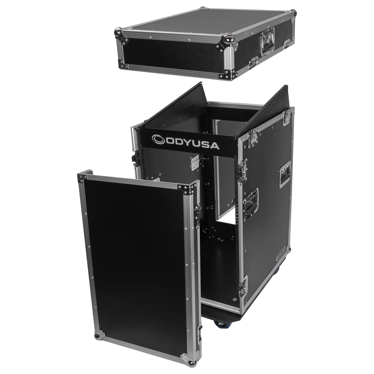 13U Top Slanted 16U Vertical Pro Combo Rack with Casters - Odyssey