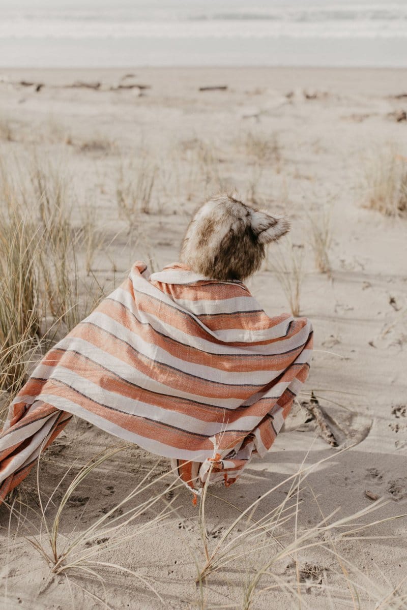 Canli | Luxury Handwoven Turkish Towel in Salmon Stripes | Take