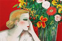 長谷川潔 コップに挿した野花(秋) | 絵画など美術品の販売と買取