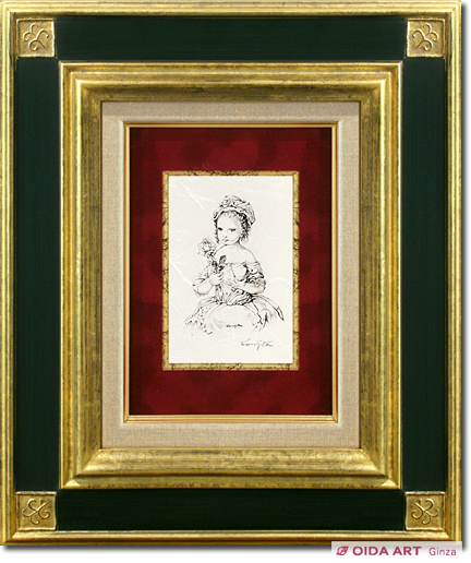 藤田嗣治 バラを持つ少女（額A） | 絵画など美術品の販売と買取 | 東京