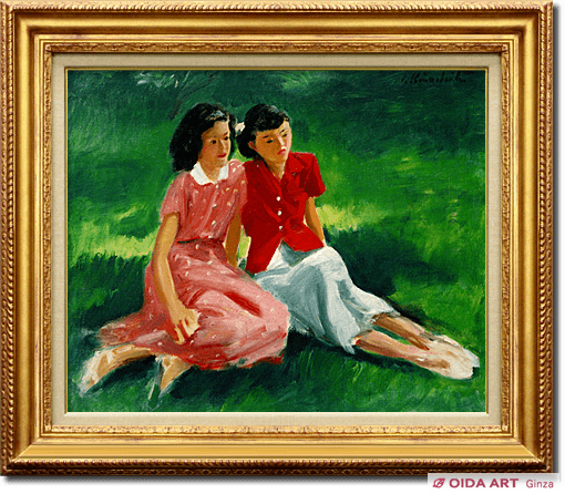 木下孝則 芝生の二少女 | 絵画など美術品の販売と買取 | 東京・銀座