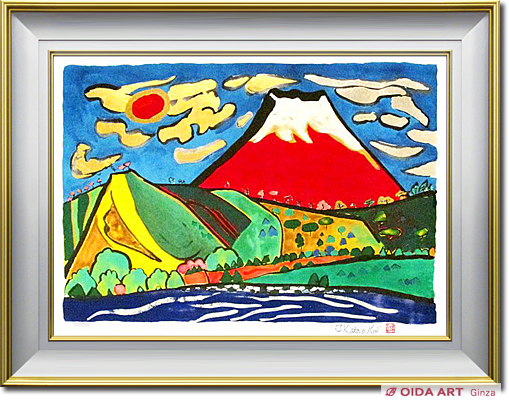 片岡球子 めでたき赤富士 | 絵画など美術品の販売と買取 | 東京・銀座