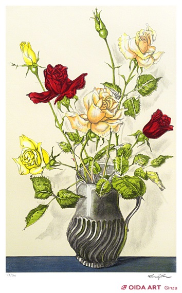藤田嗣治 花瓶の薔薇 | 絵画など美術品の販売と買取 | 東京・銀座 おい