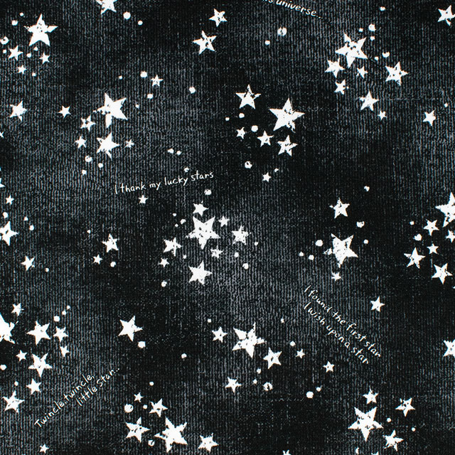 生地 オックスプリント デニム風星柄（3003） 1A.ブラック オカダヤ