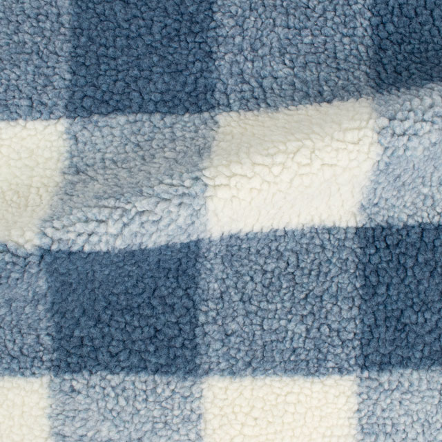 生地 チェック柄シープボア（NO153） 13.ブルー オカダヤ(okadaya) 布