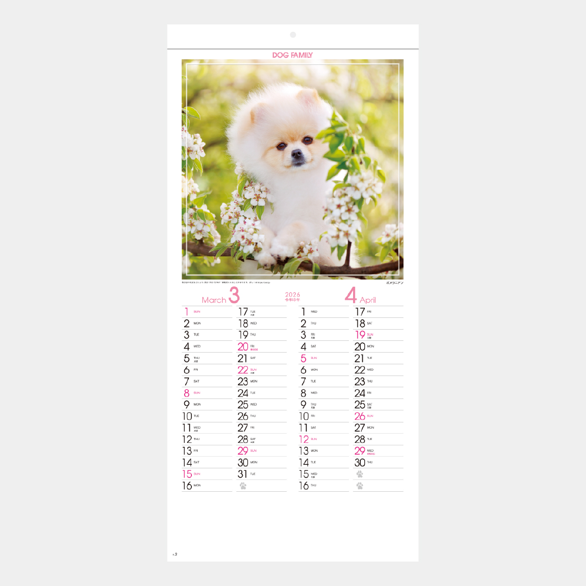 SG-142 ドッグファミリー2026年版の名入れカレンダーを格安で販売 - 名