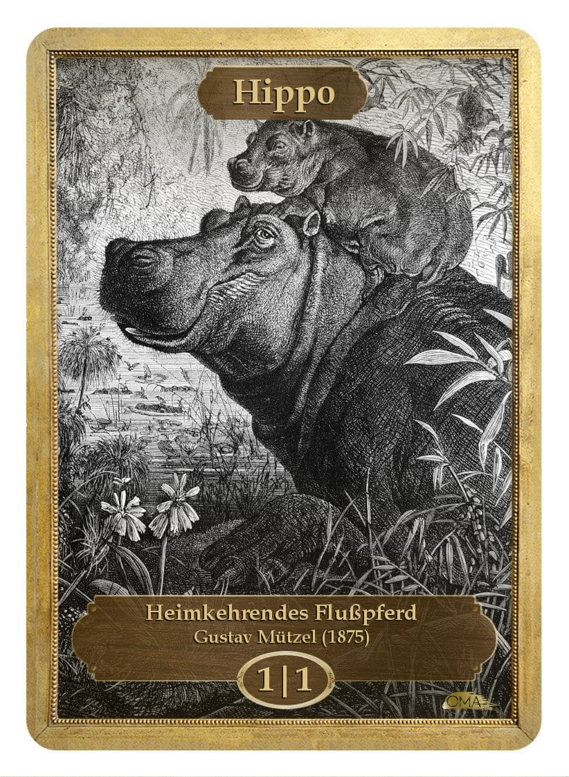 Hippo Token (1/1) by Gustav Mützel - Original Magic Art