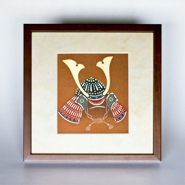 端午の節句飾り】子供の日のお祝いに伊勢型紙の色紙（兜・武者