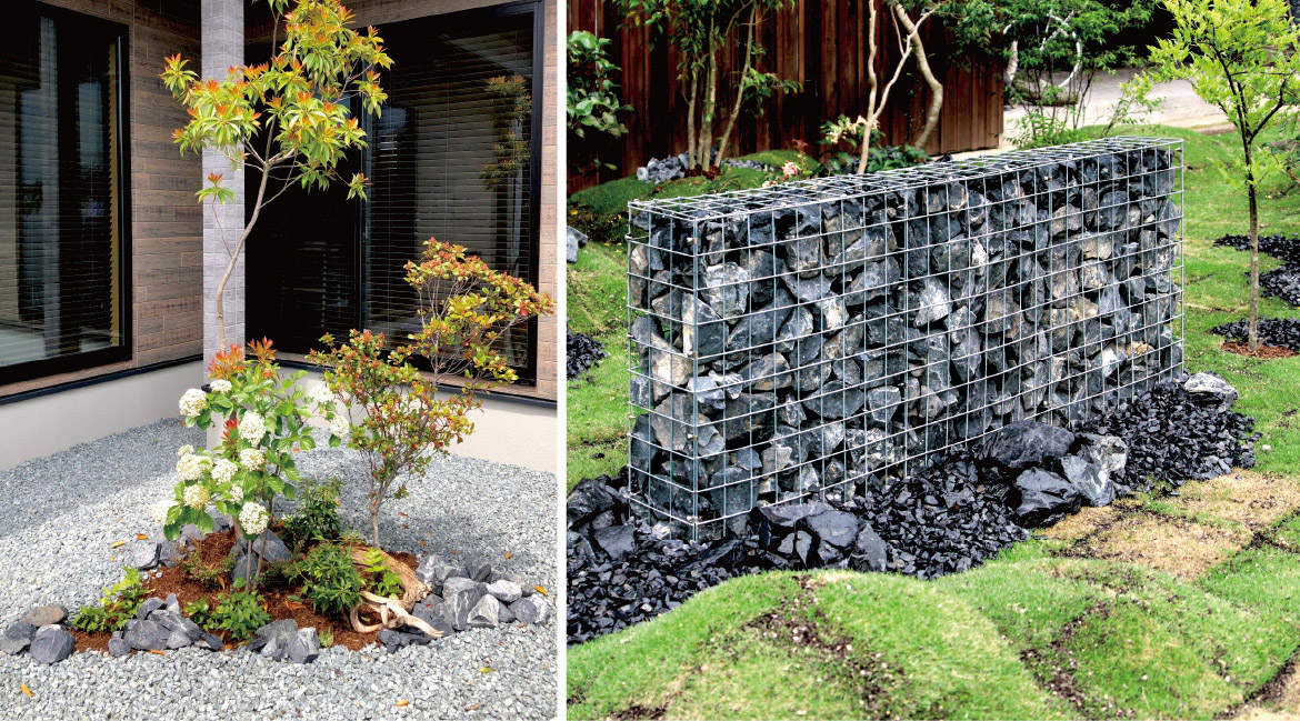 揖斐黒石｜据える・置く（ロッカリー）｜自然石などのマテリアル