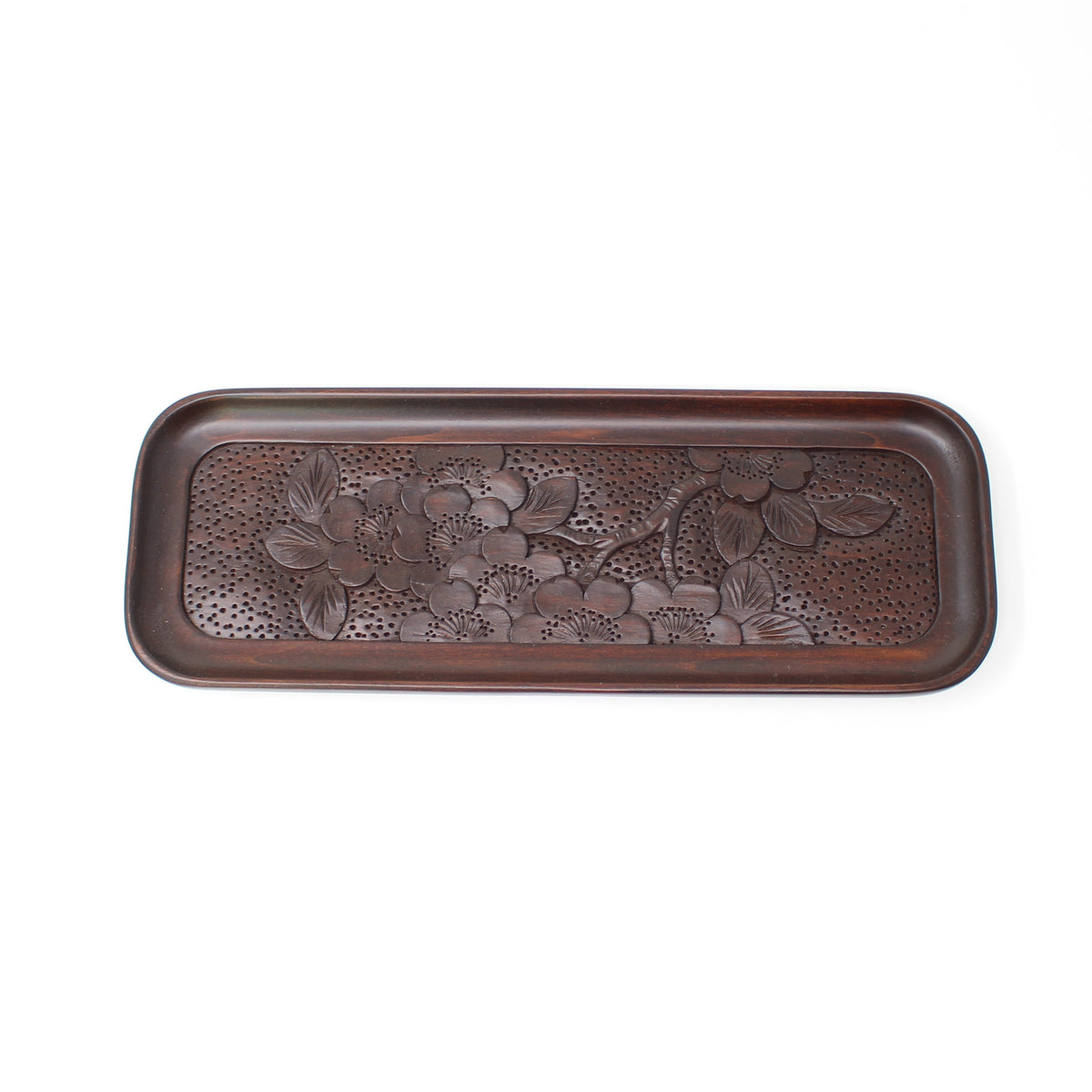 軽井沢彫）トレー 桜総彫 茶色 | 大坂屋家具店