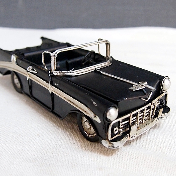 ブリキのおもちゃ車 クラシックオープンカー(旧車)／ブラック(Sサイズ