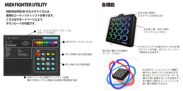 DJ Techtools/MIDIコントローラー/Midi Fighter 3D -DJ機材アナログ