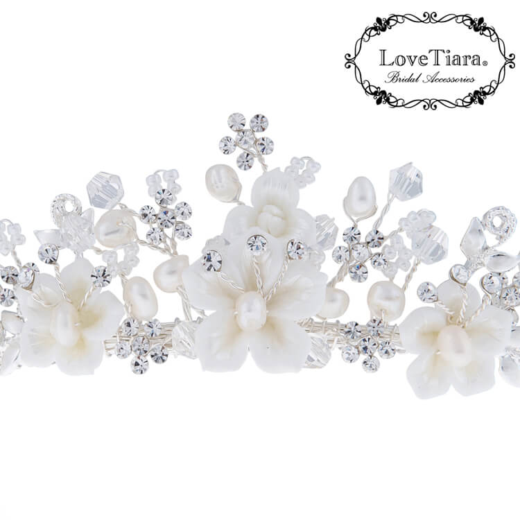 フローラルブーケ淡水パールティアラ MEDIUM（中間）｜ブライダル