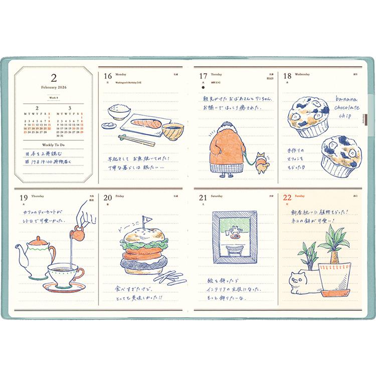 2026年1月始まり手帳 週間ブロック B6 フルール ミモザ(ミモザ