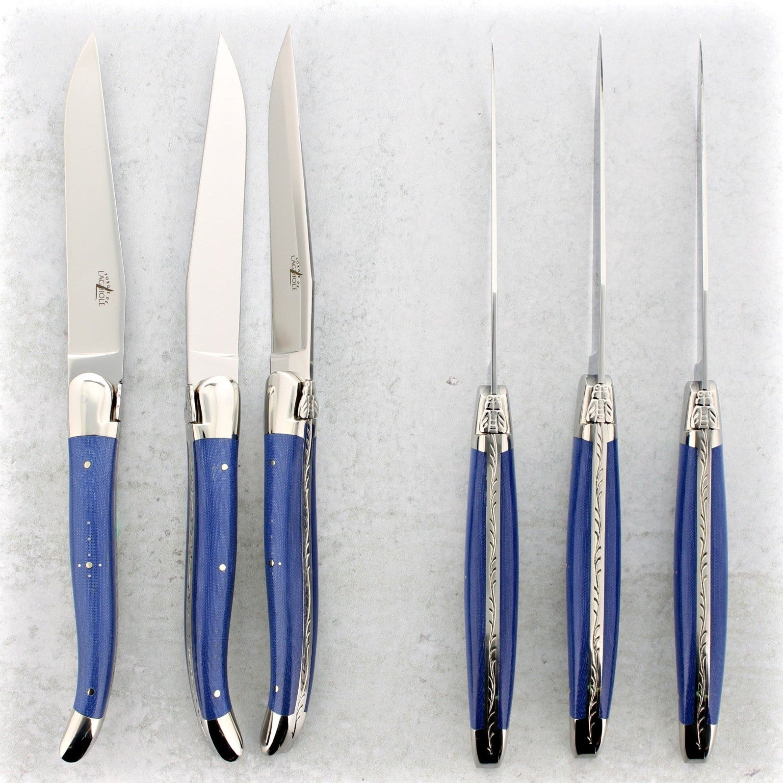 Forge de Laguiole Steak Knives - Blue - Laguiole Imports