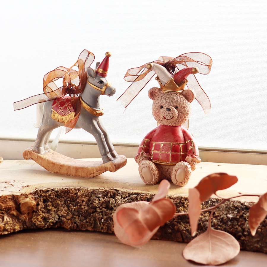 HM】ベアー＆ホースオーナメント テディベア ヴィンテージ カントリー