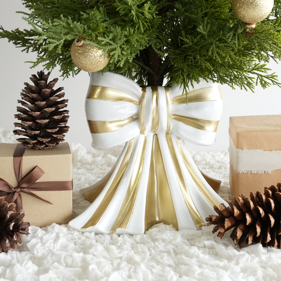 HM】リボンベース クリスマスツリー 65cm ゴールドリボン ゴールド