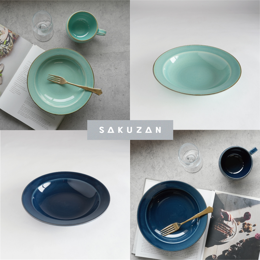 作山窯-SAKUZAN-】藍 -ai- パスタ皿 φ21.5cm ターコイズ ネイビー