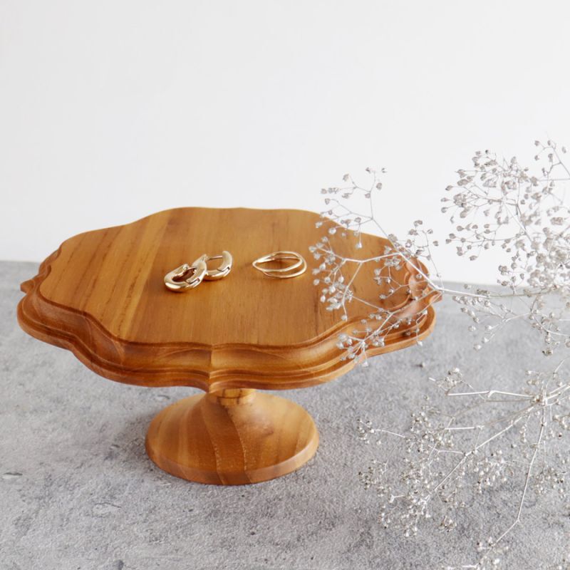 TEAK WOOD】ケーキスタンド ゴシック S φ16.5cm チーク 木製