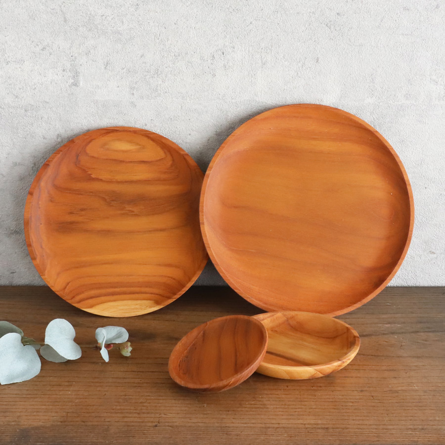 TEAK WOOD】チークトレイ Teak tray φ16.5cm チーク 木製 ウッド