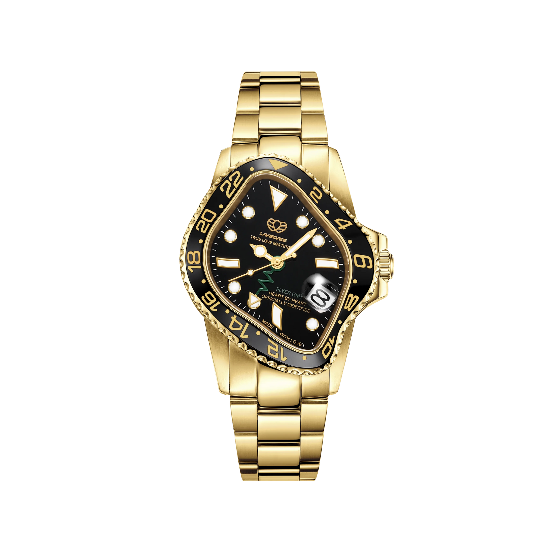 Laarvee Gold GMT Automatic Men's Designer Watch - PEA001GMT-GBLK