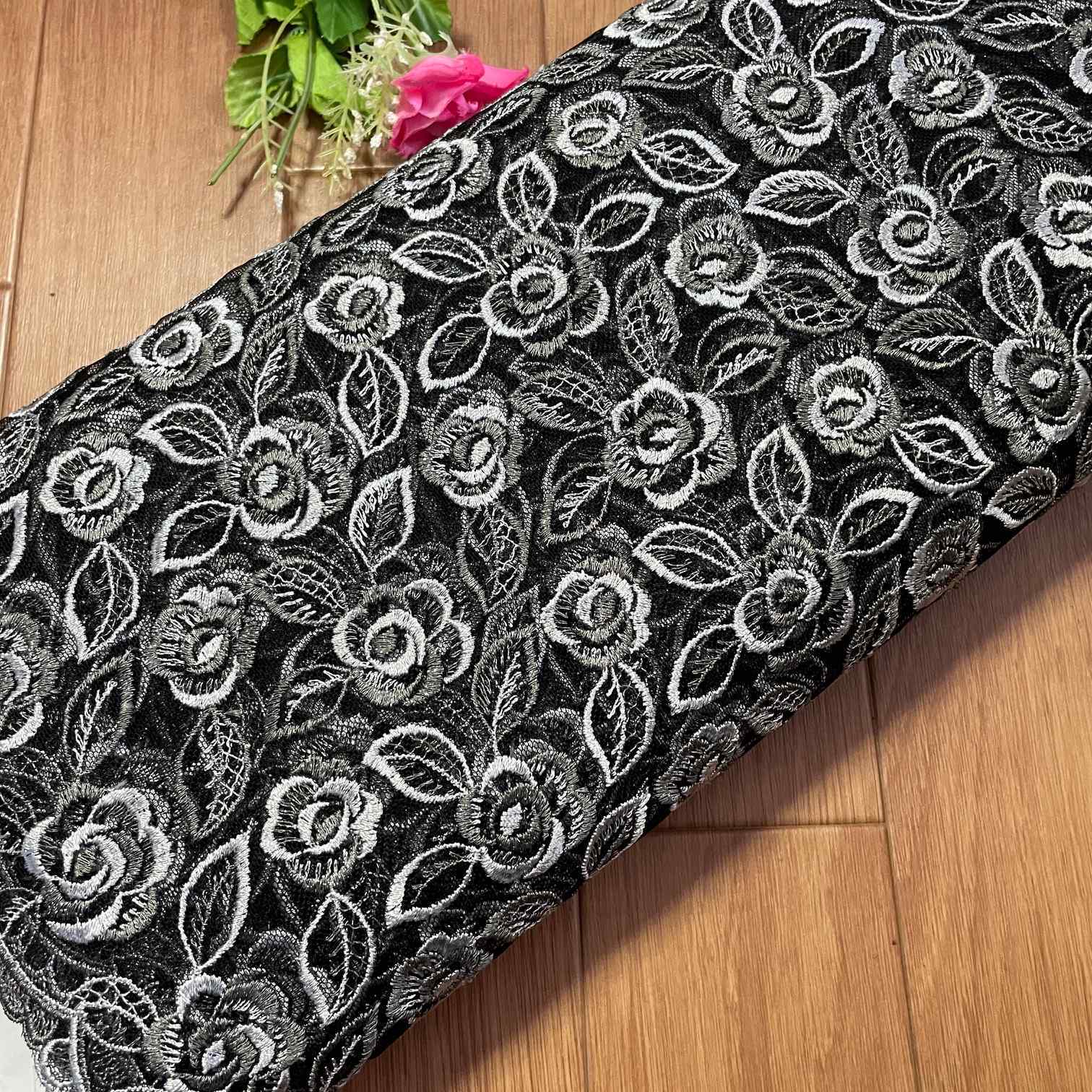 レースのお店 ななか ☆【高品質な日本製】チュールレース ブラック