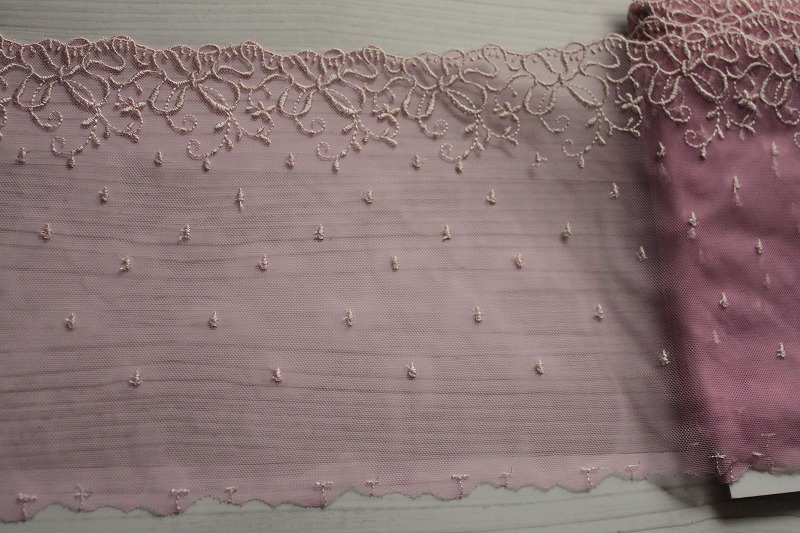 レースのお店 ななか ☆【在庫限り】チュールレース ピンク 幅18.7cm