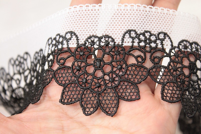 レースのお店 ななか ☆スイス製ケミカルレース ブラック幅6.2cm