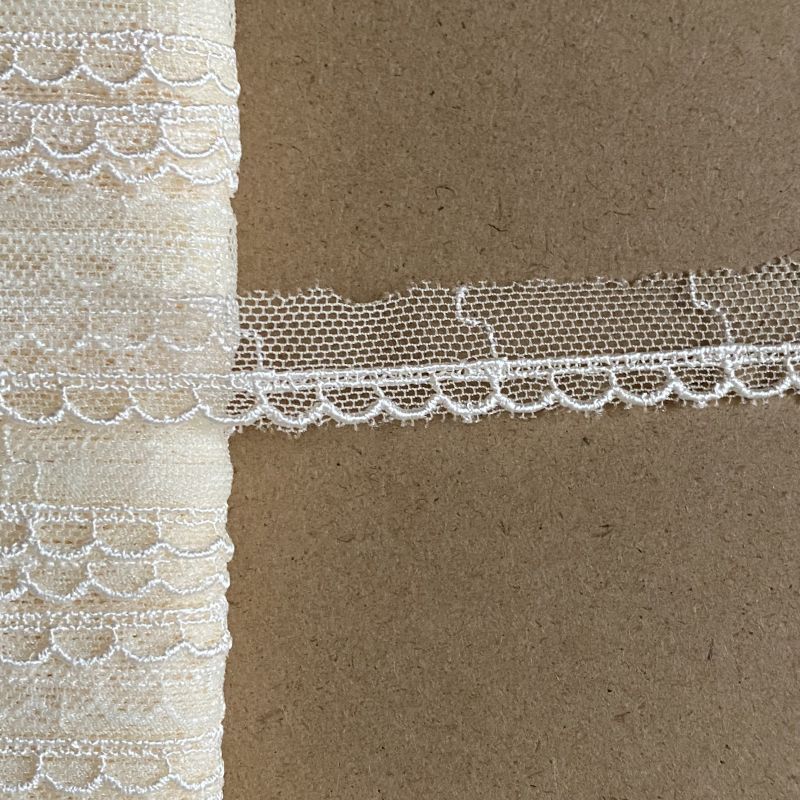 レースのお店 ななか ☆チュールレース クリーム色 幅1.6cm ふわふわ