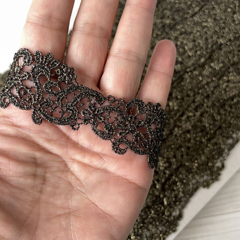 レースのお店 ななか ☆ケミカルレース ブラックゴールド 幅2.8cm