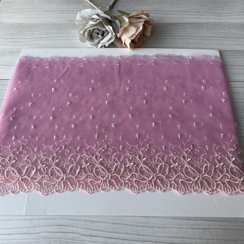 レースのお店 ななか ☆【在庫限り】チュールレース ピンク 幅18.7cm