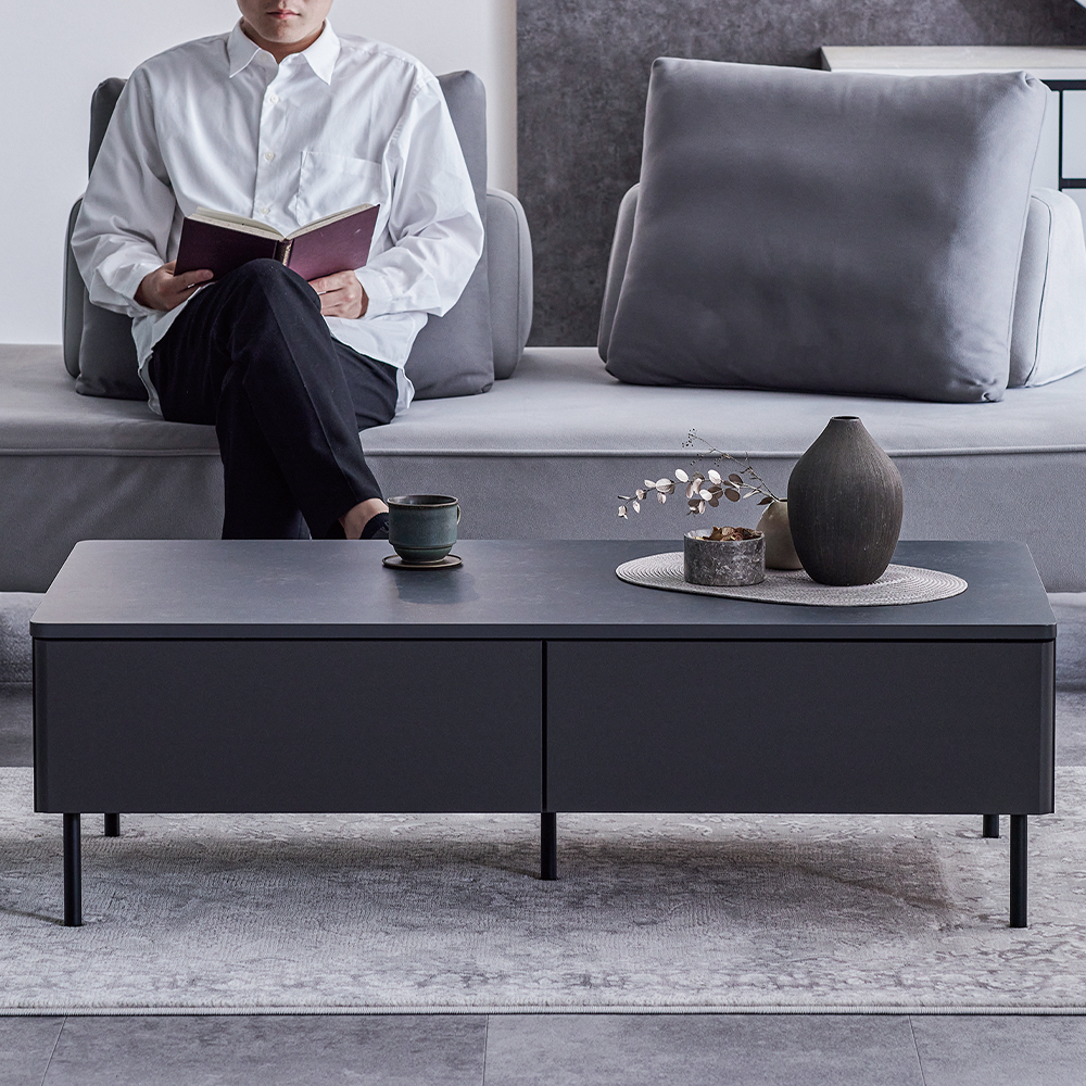 モダンな大人のリビングテーブル 120（ライトグレー） - ローテーブル