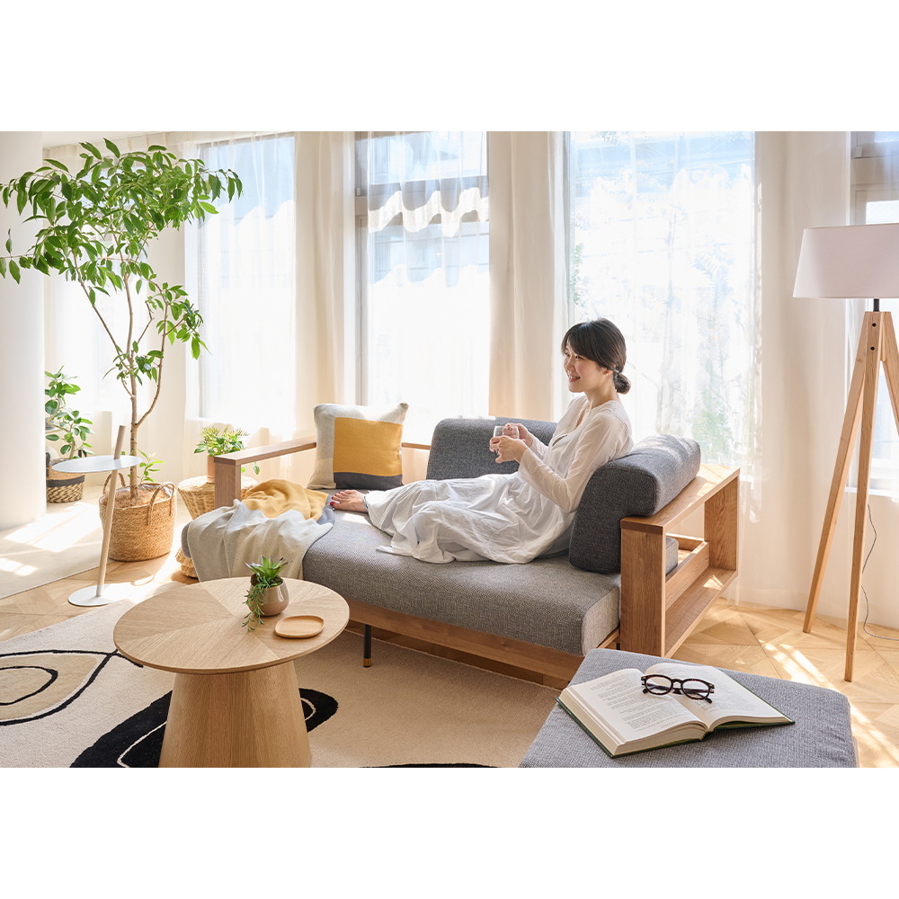 SYU（シュウ） ソファベッド（ナチュラル）170cm - ローソファ・フロア