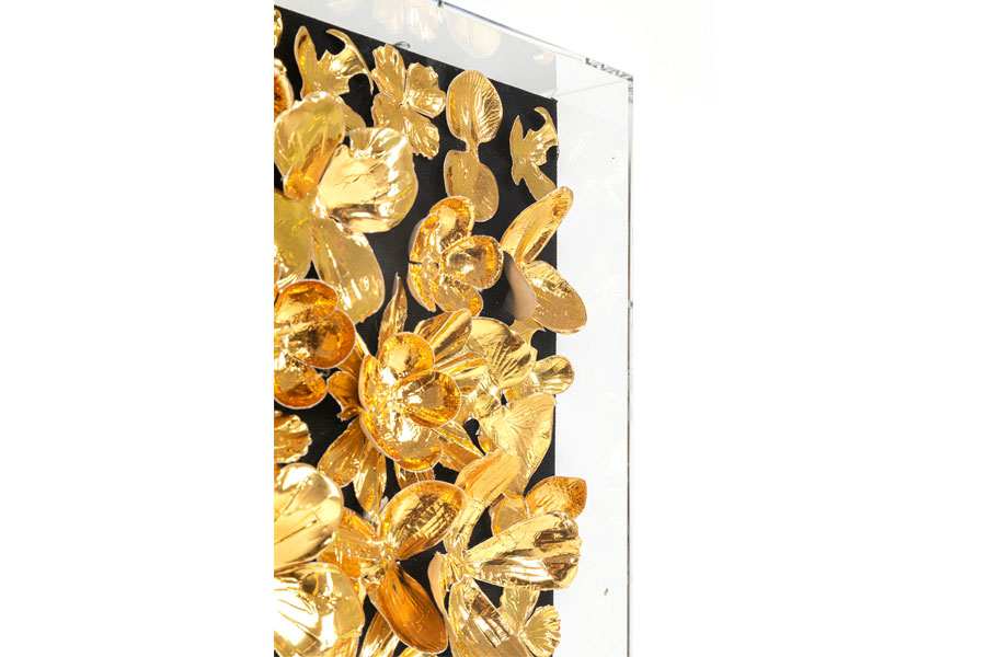 ゴールドフラワー デコフレーム 60×60cm - アート・インテリア絵画の