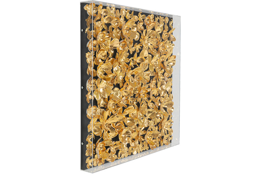 ゴールドフラワー デコフレーム 60×60cm - アート・インテリア絵画の