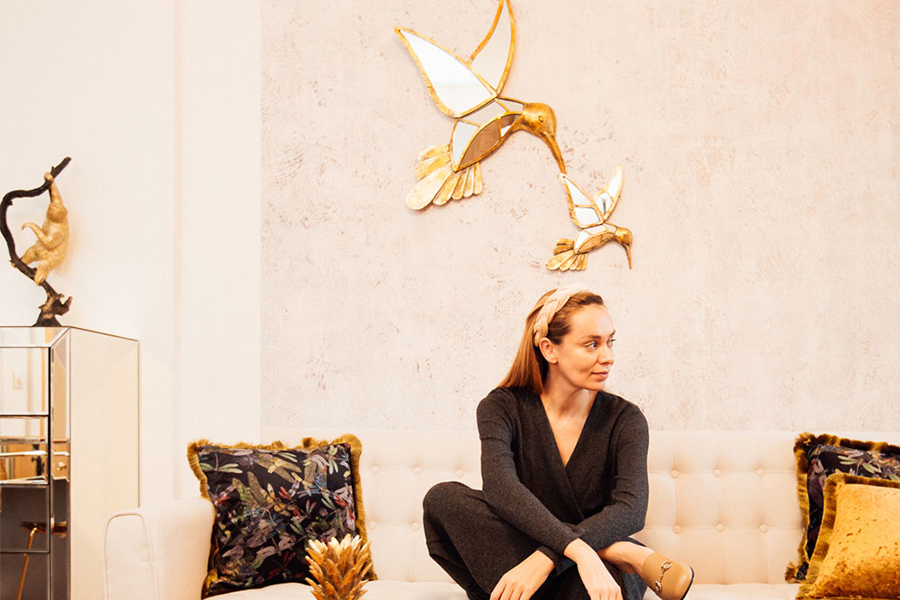 ハミングバードミラー60cm ウォールデコレーション - その他のアート