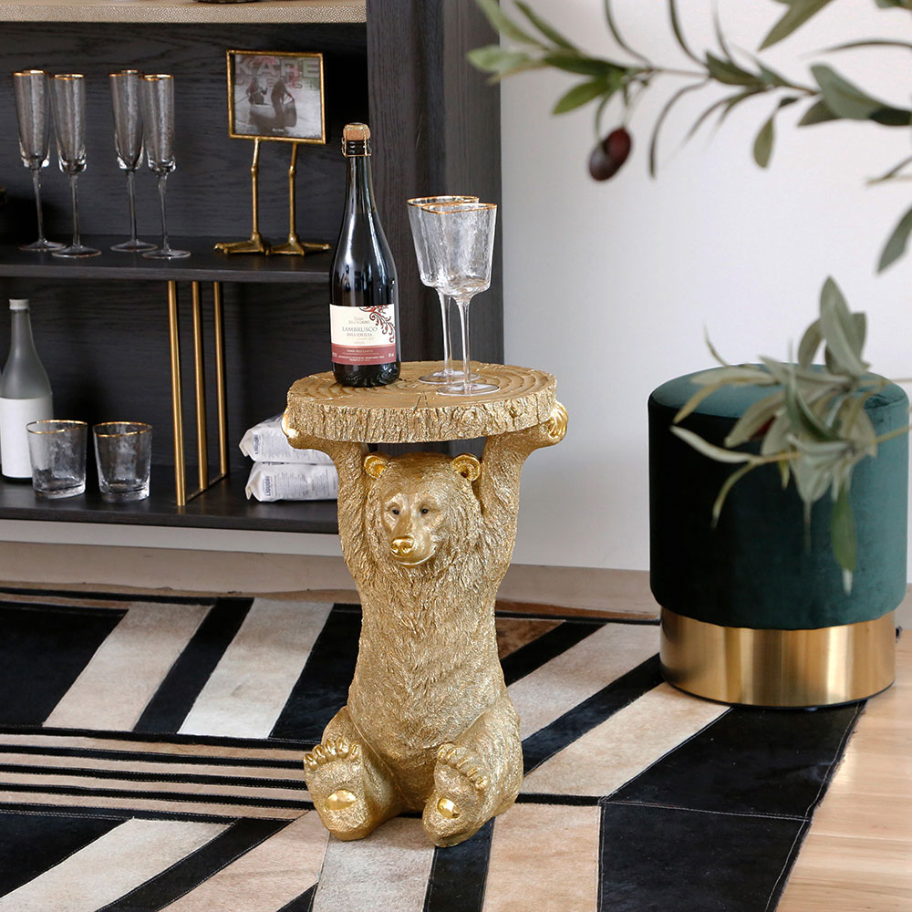 アニマルサイドテーブル ベアゴールド - サイドテーブルの通販