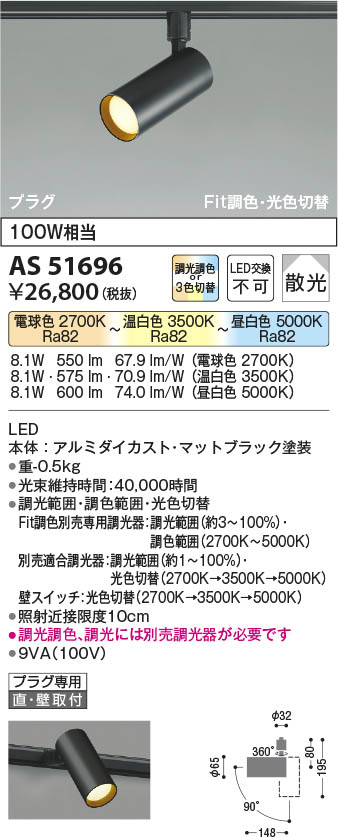 Koizumi コイズミ照明 LEDスポットライト AS51696 | 商品紹介 | 照明