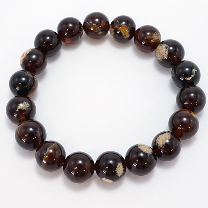 タイガーアンバー 天然琥珀 財運 樹脂の化石 太陽 蛍光 ブレス