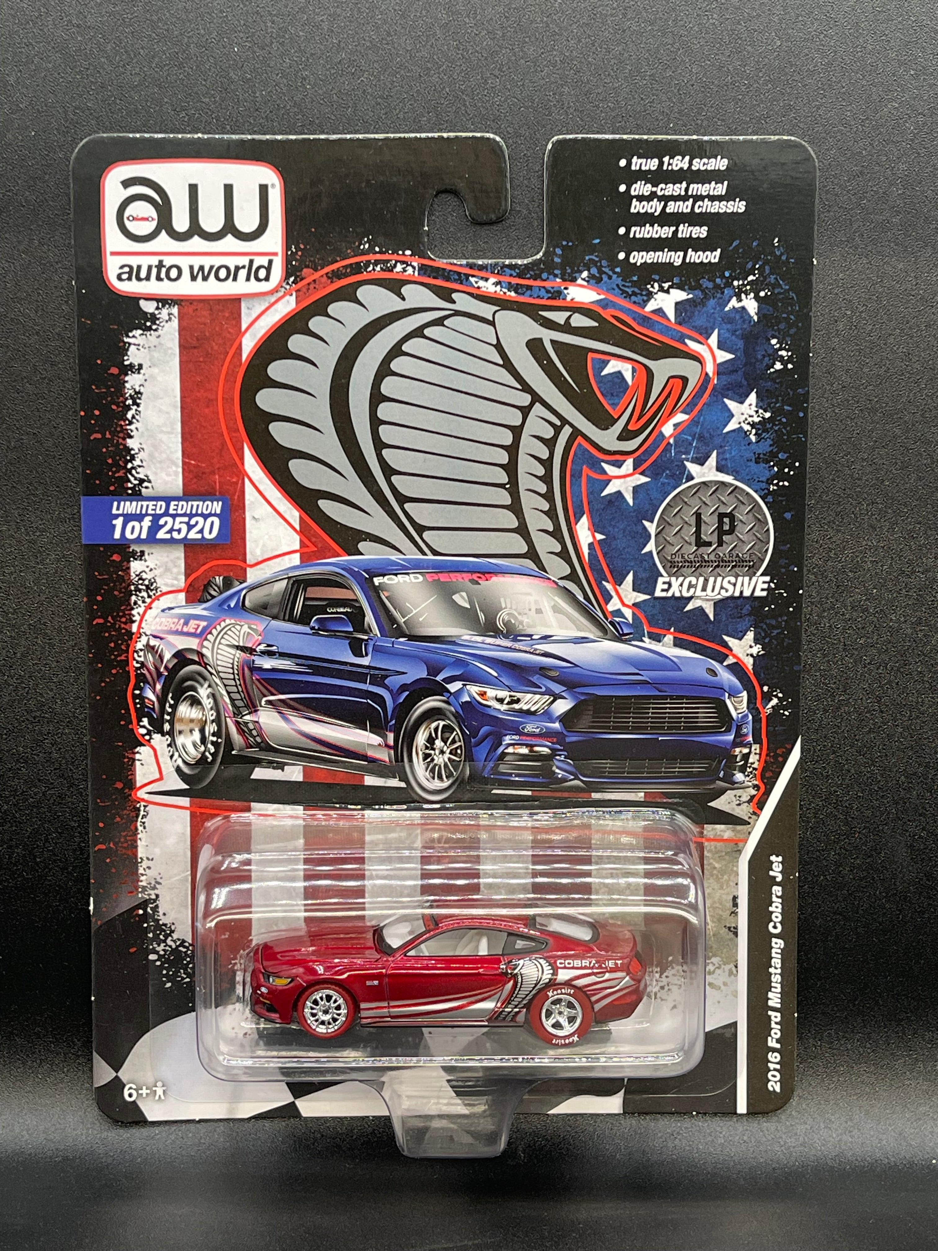 ULTRA RED CHASE AUTO WORLD 2016 Ford Mustang Cobra Jet Blue 1:64