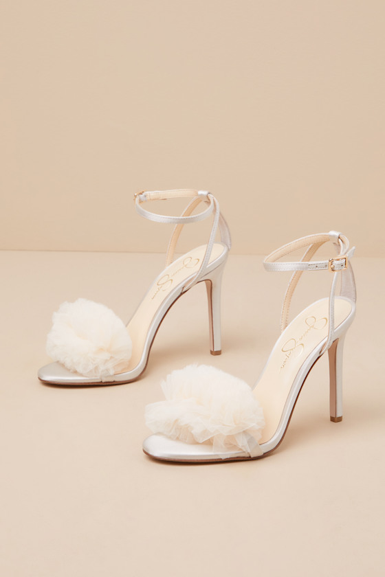 Jessica Simpson Jilria - Ivory High Heels - Mesh Applique Heels