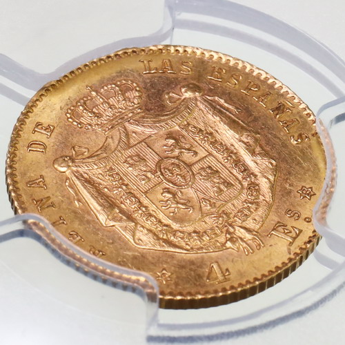 スペイン 1868年 イサベル2世 4エスクード金貨 マドリード PCGS MS62
