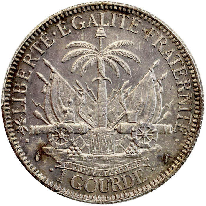 ハイチ 1882年 1グールド グルド 銀貨 美麗トーン PCGS MS62鑑定
