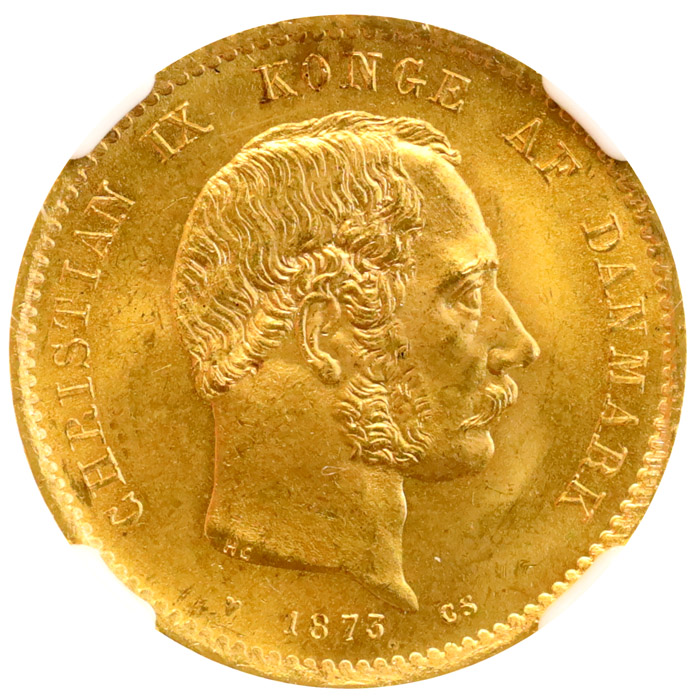 デンマーク 1873年銘 20クローネ 金貨クリスチャンIX NGC MS65ハイ