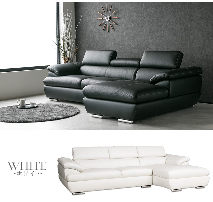 ぽめめ 黒 レザー 3人掛けソファ Charles ぽめめ 黒 レザー 3人掛け