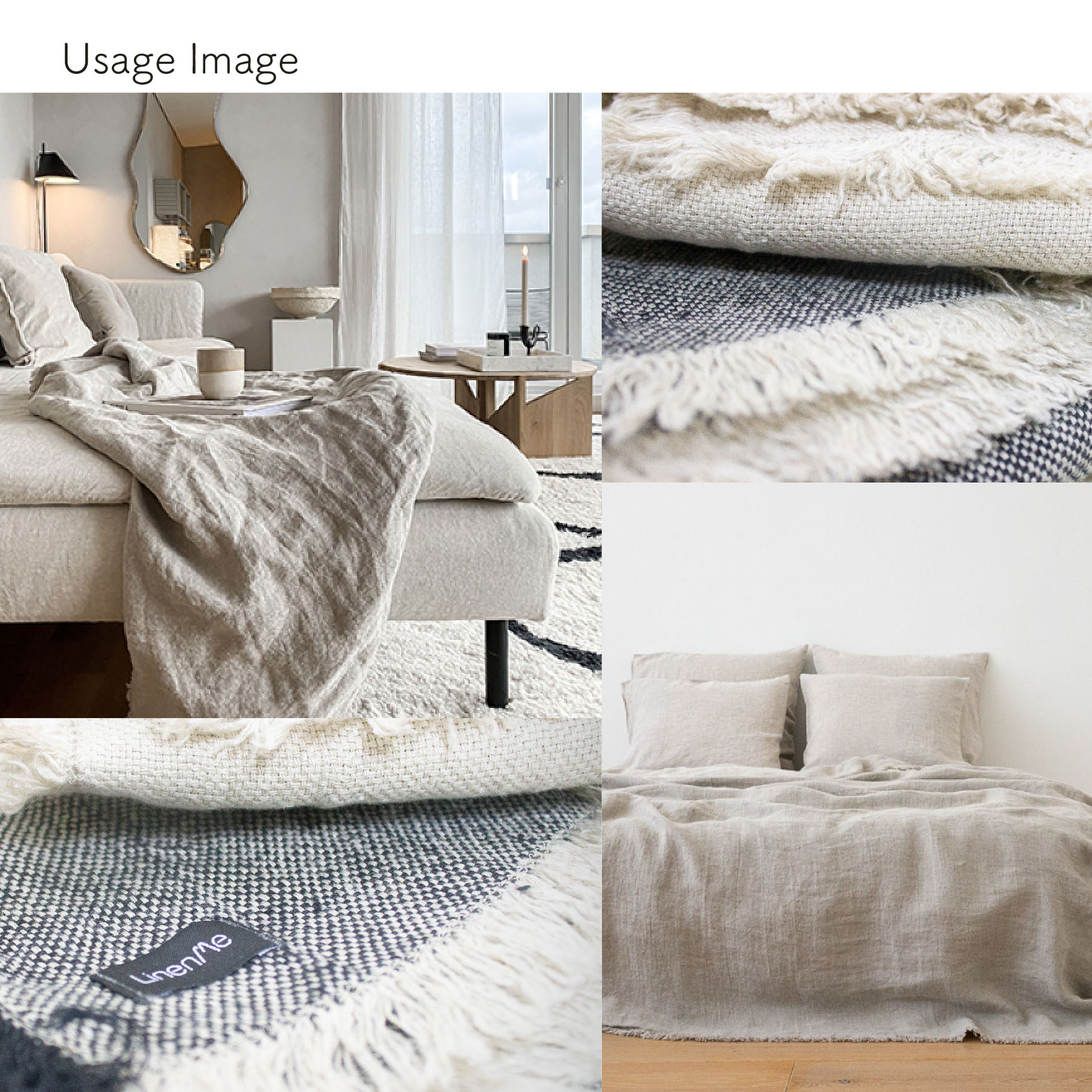 LinenMe RUSTICO スローケット ブランケット リネン 135×200 洗える