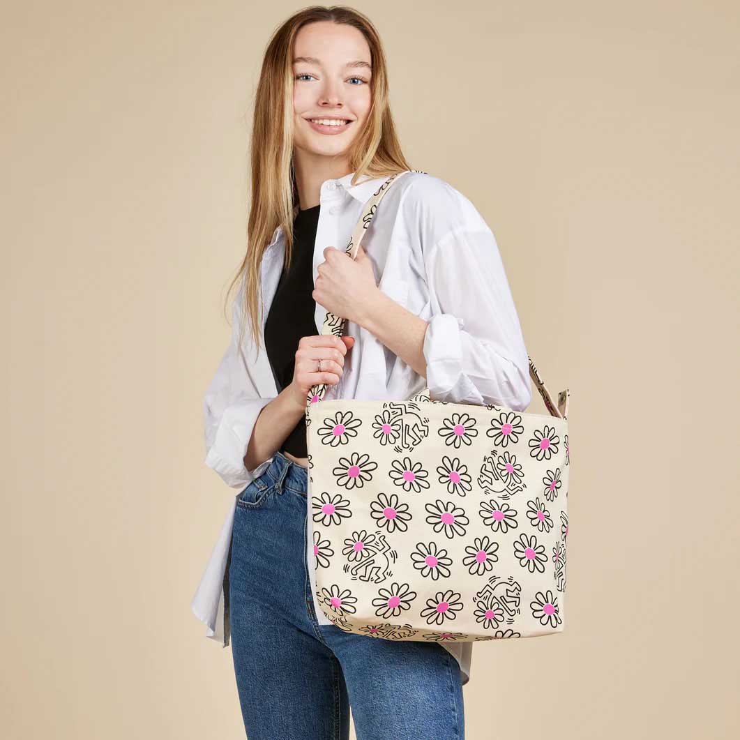 Baggu ホリゾンタル ダックバッグ Keith Haring Flower(（ホリゾンタル