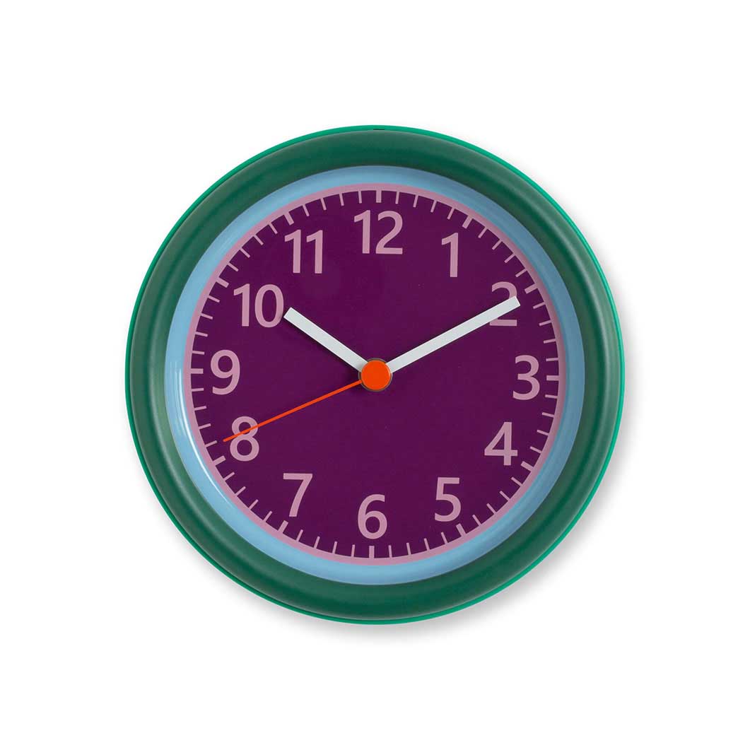 SOWDEN ウォールクロック パープル／グリーン(パープル/グリーン)：ホーム