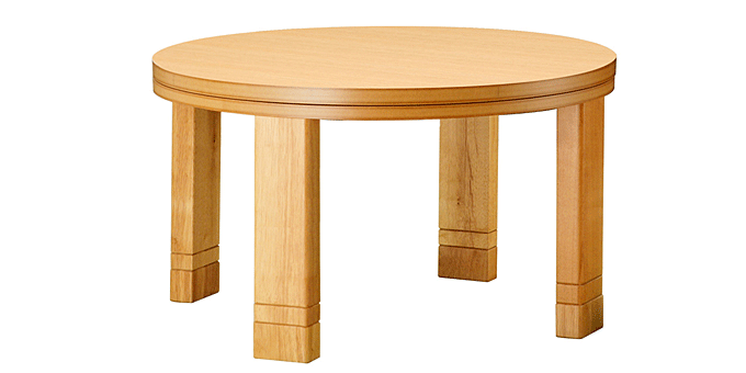 日本製 こたつ 丸型 高さ4段階調節 天然木 フラットロンド 75cm｜問屋